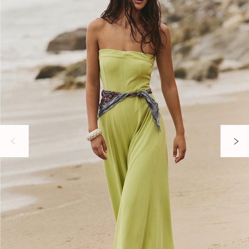 Free People Lime Green Strapless Jumpsuit